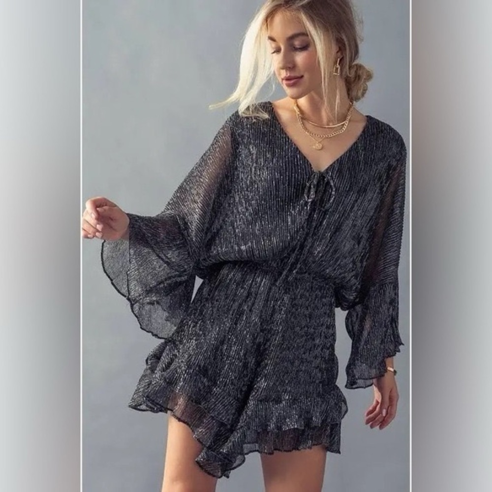 IRO Metallic Black and Silver Romper